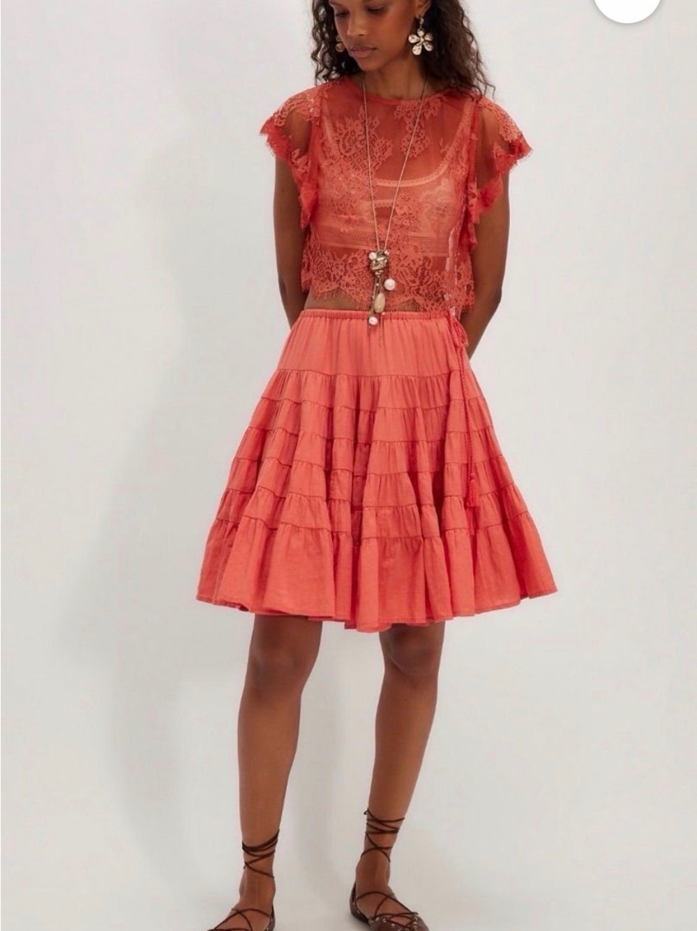 NWOT Free People Many Layers Solid Midi Skirt